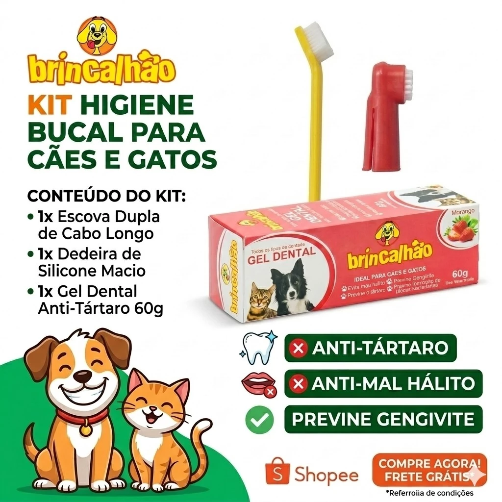 Kit escova de dente, dedeira e pasta