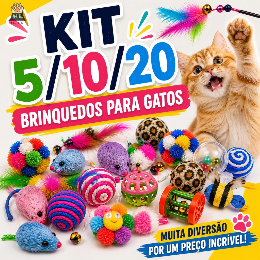 Kit de brinquedos com ratinhos e catnip