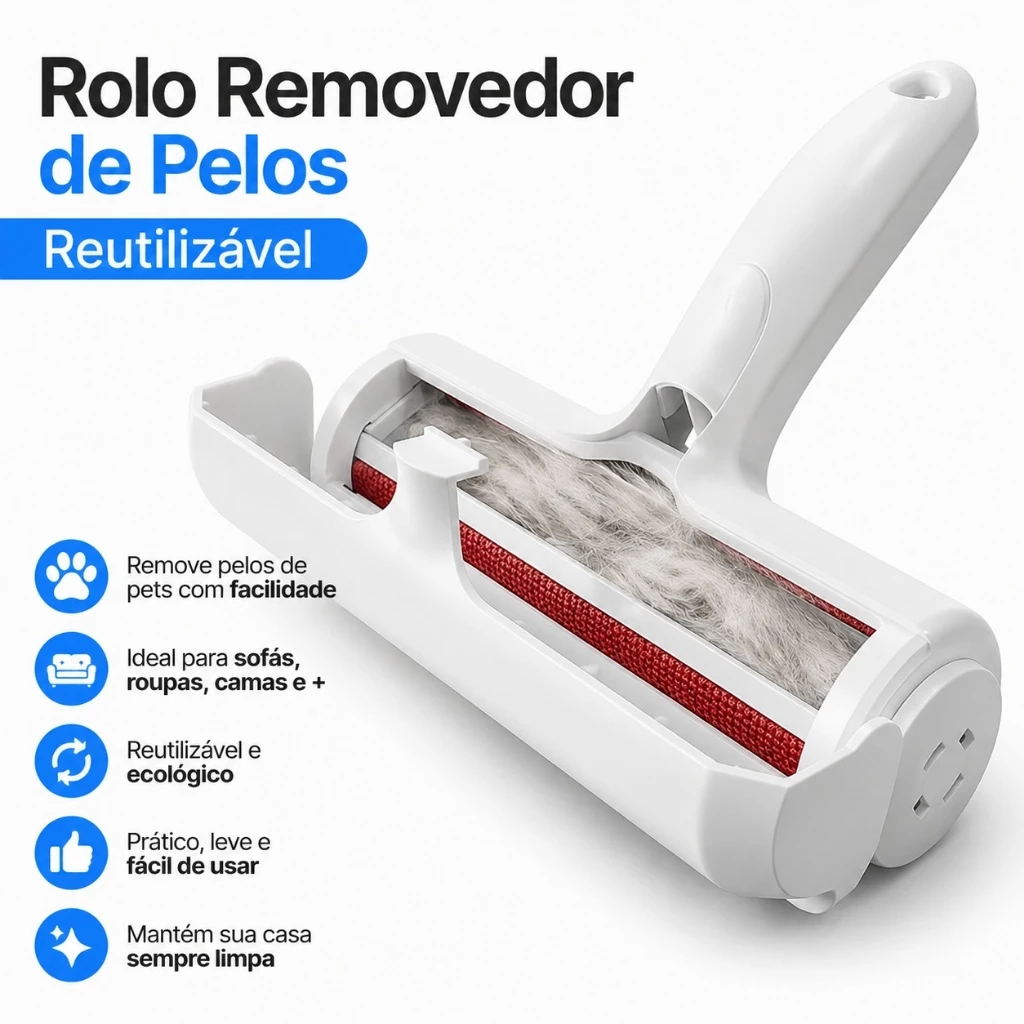 Rolo removedor de pelos reutilizável