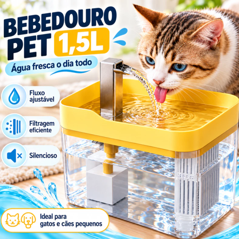 Fonte bebedouro automática com filtro 1,5 L