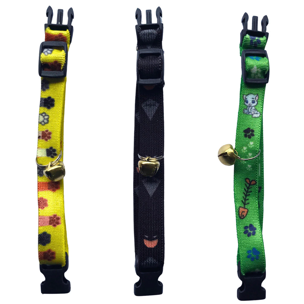 Kit de 3 coleiras elásticas com guizo